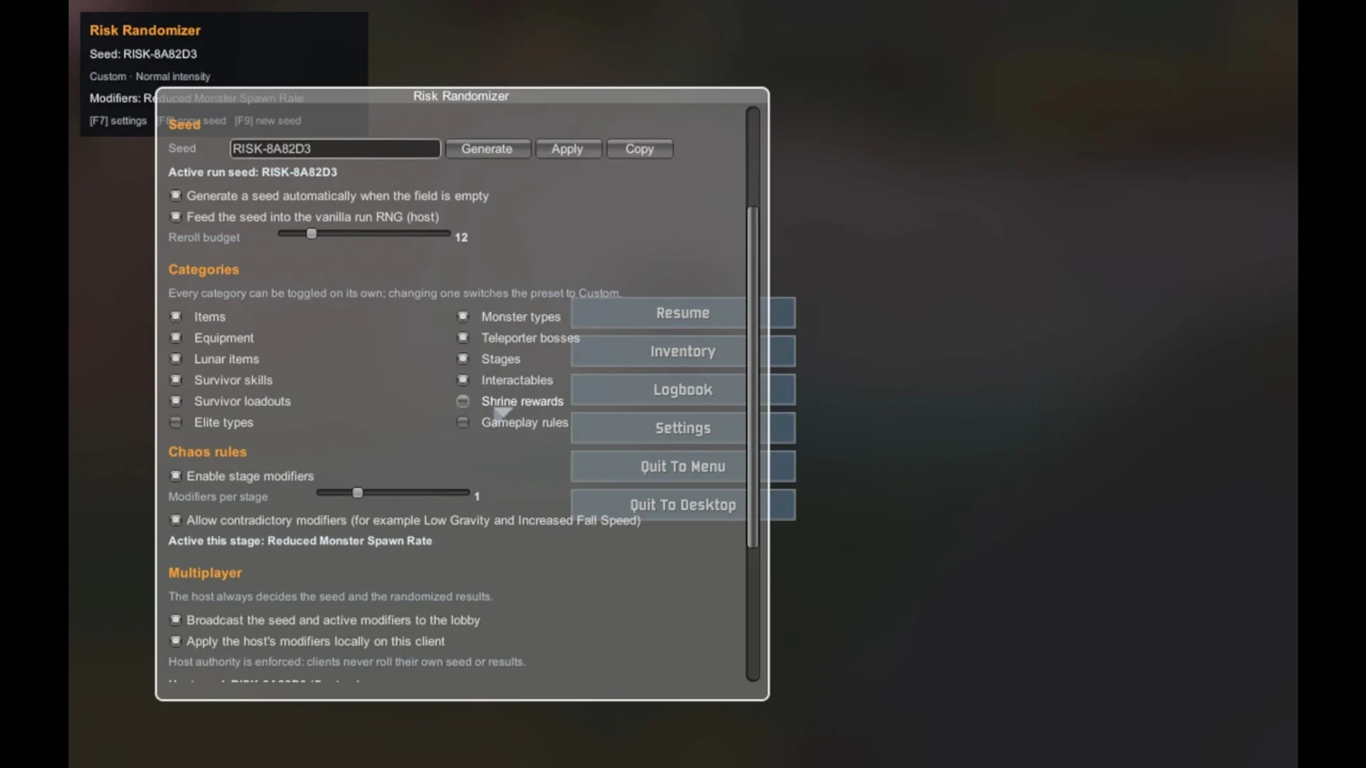 Randomizer Menu For Risk Of Rain 2 封面